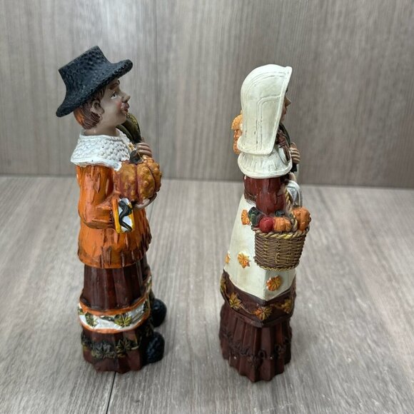 Thanksgiving Harvest Pilgrim Figurine Couple Hand Painted Decoration Multicolor - Picture 6 of 8